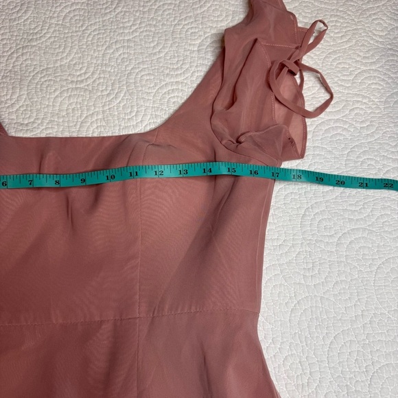 Azazie Bondi Pink Maxi Gown Rosette A-Line Ruffled Chiffon Dress size A6 - Picture 16 of 16